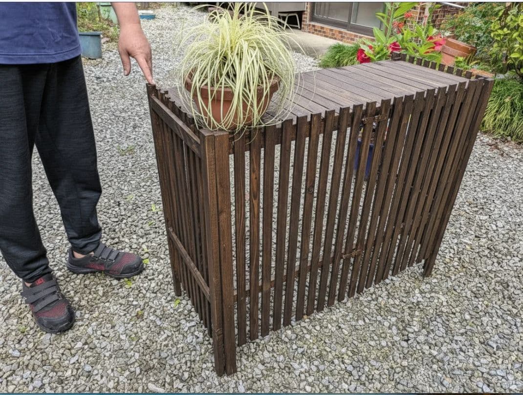 キラムクドリ様用折りたたみ式木製室外機カバー オーダーメイド マホガニー 楽天市場】【エクステリア】人工木＆アルミ製 室外機カバー 【6型