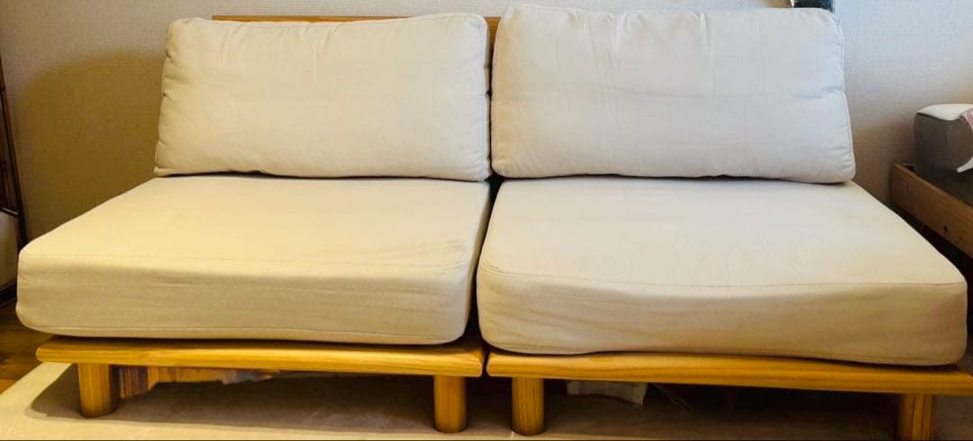 天然木ソファ ファブリックローソファー 2人掛け　クッション 楽天市場】収納付き 2人掛け ソファー クッション2個付 ソファ ロー