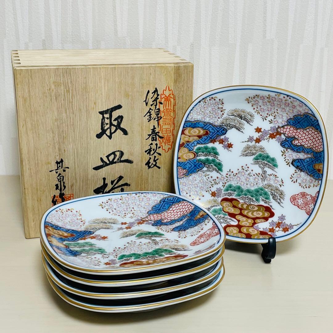 有田焼 其泉 染錦春秋紋 取皿揃 銘々皿 5枚セット 皿 プレート 金彩 有田焼 賞美堂 其泉窯 其泉 染錦 春秋文 御皿揃 銘々皿 5枚｜Yahoo